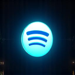 Spotify logo glowing with neon outline.