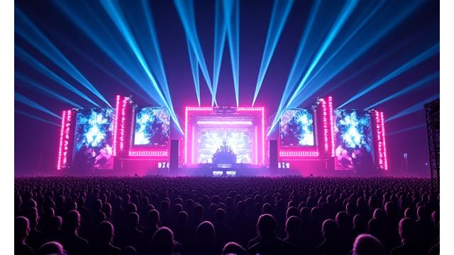 Live stream footage from the 'Eclipse Festival' with dynamic lights and a large DJ setup.