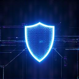 Abstract digital shield icon with glowing lines, symbolizing data protection and privacy.