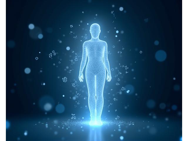 Abstract visualization of a glowing human silhouette surrounded by floating data fragments, with a clear path indicating control and choice.