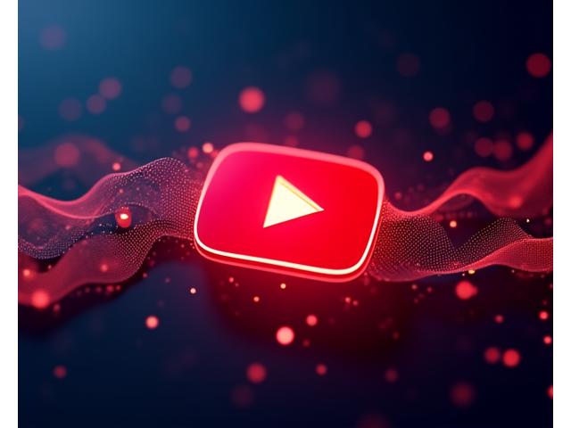 YouTube logo with a digital waveform overlay